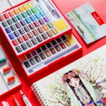 德国辉柏嘉固体水彩颜料24色36色48色初学者美术彩绘迷你便携水彩