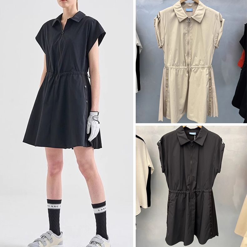 Korean Original Golf Women's Summer New Dress with Waist-Cinching, Lapel Collar, Elegant Outdoor Casual and Trendy Style