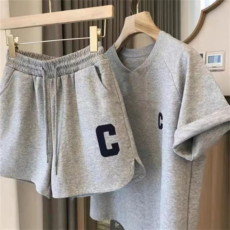 Women's Summer Sports Shorts Two Piece Set Casual Loose Fit Student Style Clothing_ecoleips.com