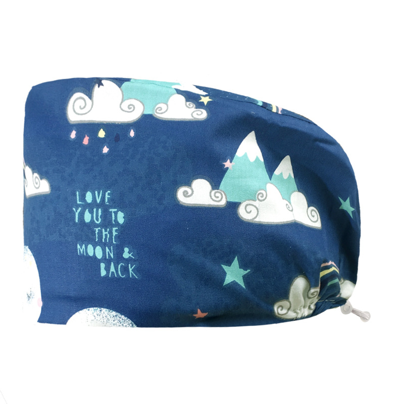 Algodón puro impreso casquillo de la enfermera tapa médica hogar tapa de la cocina aceite de catering a prueba de humo anti-pelo sombrero de trabajo de la enfermera