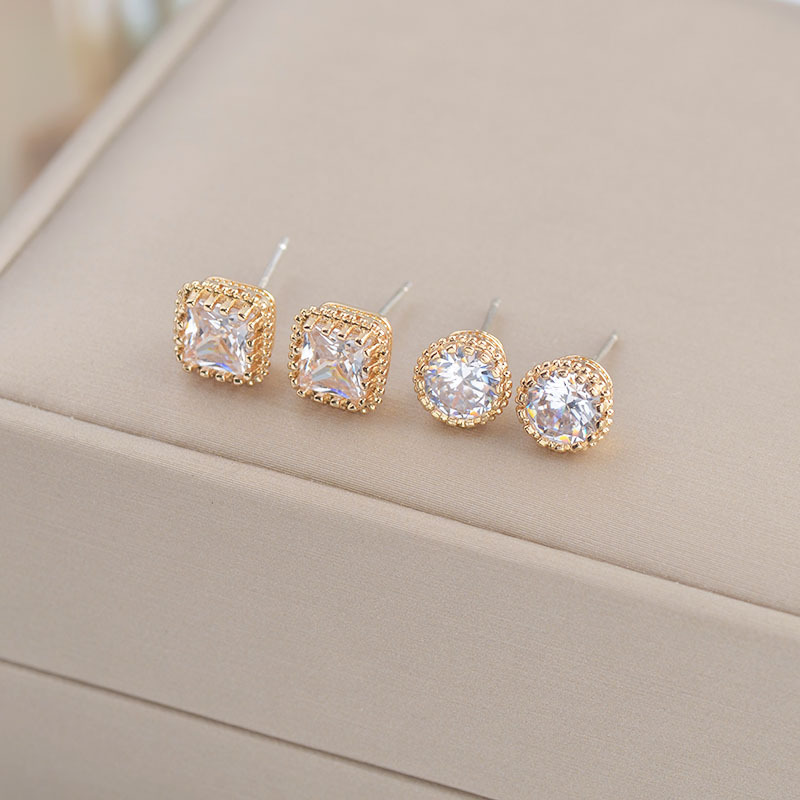 Zirkon Ohrstecker Minimalistisch Kronen Stil Für Damen Und Herren_voghion.com