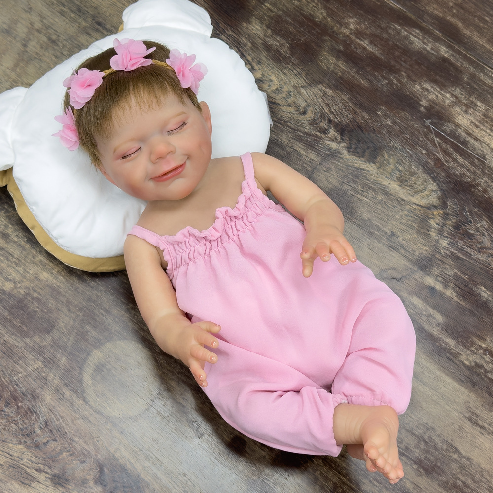 Muñeca de sueño simulación CM dormir 46 pesado bebé muñeca de goma suave muñeca cruzada fronteriza puede cambiar de Amazon Henghua