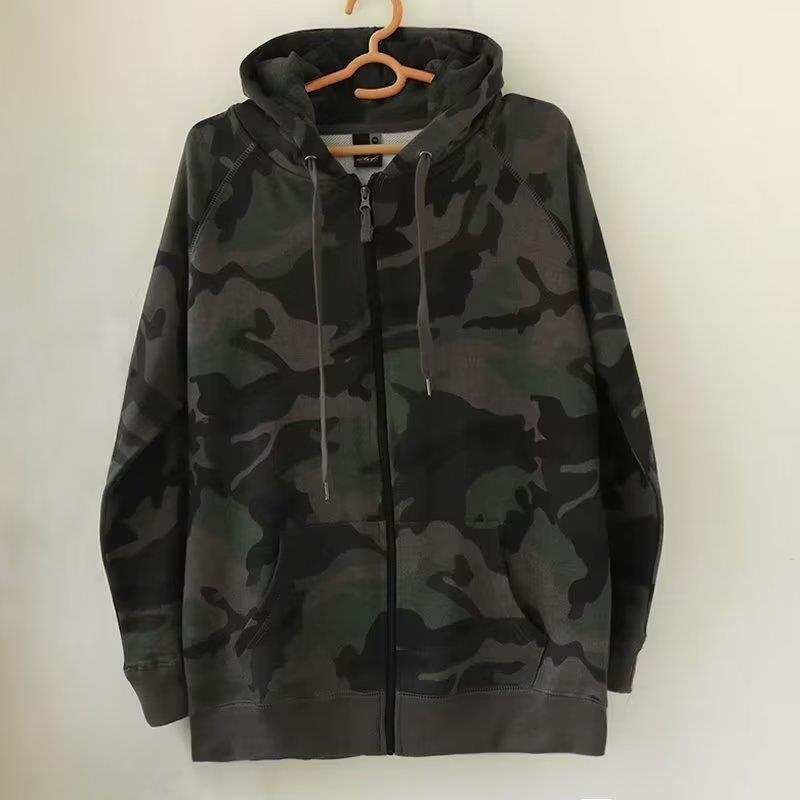 European and American Spring & Fall Male and Female Couple Cardigan Hooded Camouflage Jacket Casual Terry Loose Large Size Hip-Hop Zipper Sweatshirt