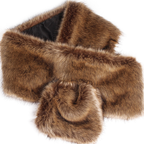 Faux fur stole with faux leather collar, fox fur trim, women's stage evening gown cloak, shawl, scarf, faux collar