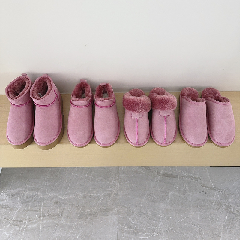 Cross-Border Large Size Snow Boots for Women Foreign Trade Genuine Leather Women's Shoes Plus Velvet Thickened Warm Women's Boots Wholesale Snow Cotton