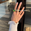 Tide, retro green fashionable ring, European style, internet celebrity