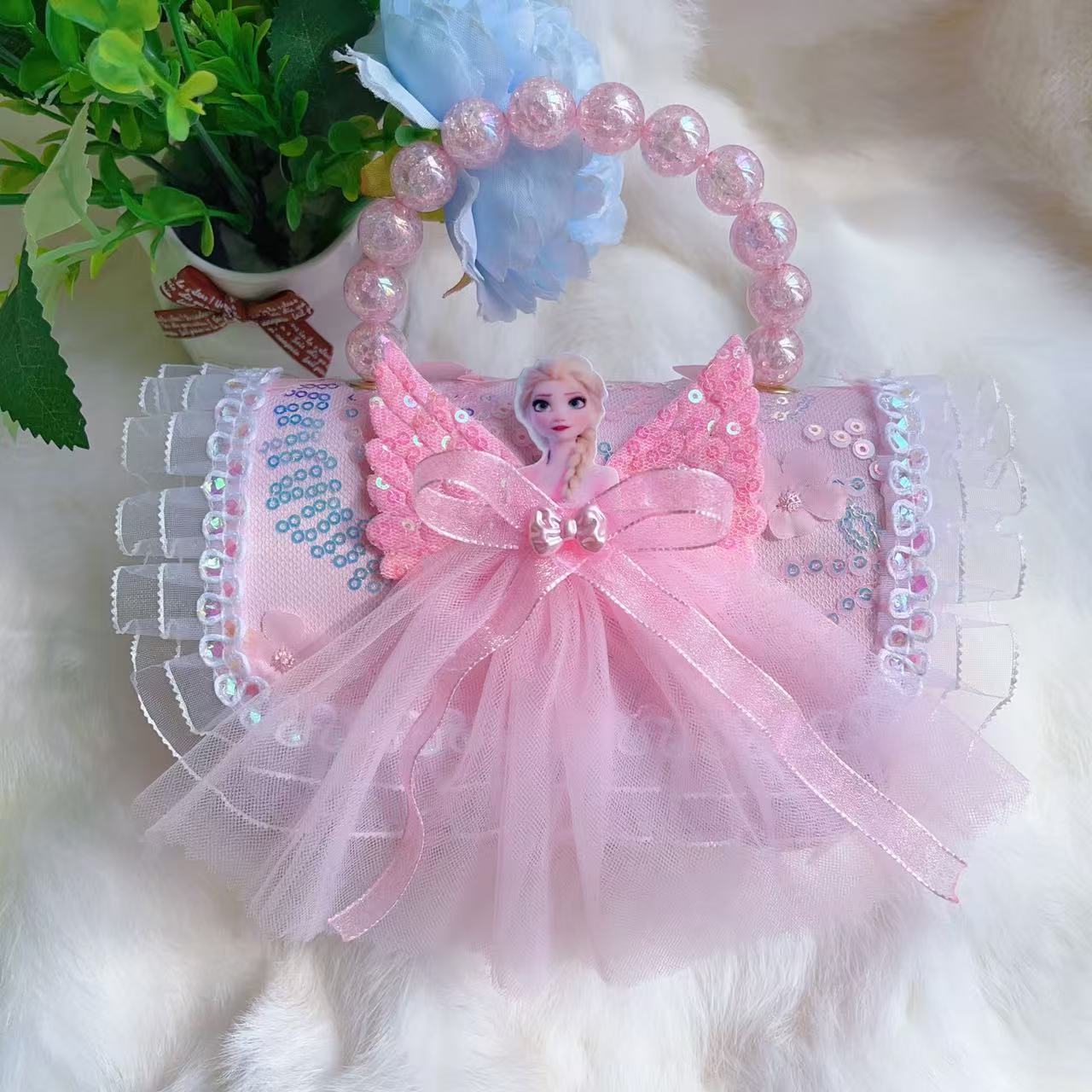 Bagos de hombro para niños primavera y verano frescos bolsos de perlas para niñas Aisha pequeña princesa bolsos de mochila de estilo extranjero