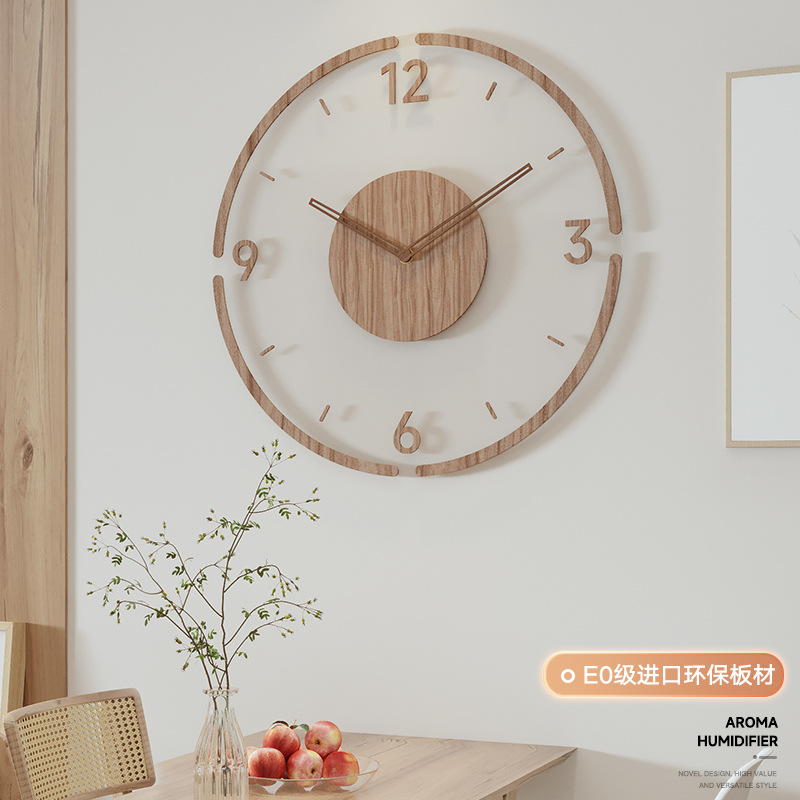 Nordic Style Clock Wall Clock Living Room Solid Wood Creative Silent Nordic Simple Quartz Clock Wall Watch Home Decor