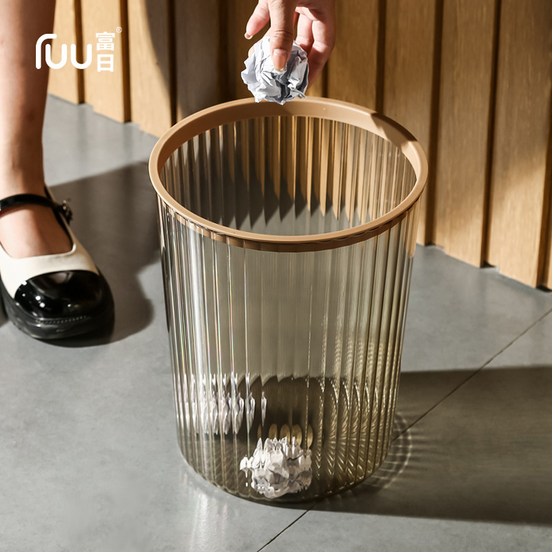 Trash Can for Home Use 2025 New Model Light Luxury Transparent Living Room Ring-Shaped Bathroom Kitchen Bedroom Toilet Large Capacity Bin