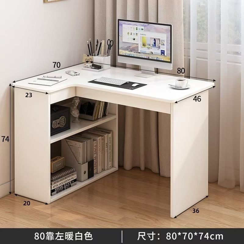 Solid Wood Simple Desk Corner Desktop Bookshelf Integrated Student Study Table Bedroom Writing Computer Table Home Table