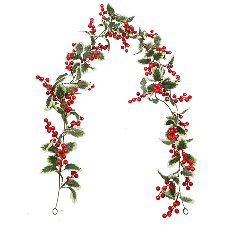 Simulation rattan Christmas red fruit pulp fruit vine wall -mounted floral window festive atmosphere decorative rattan