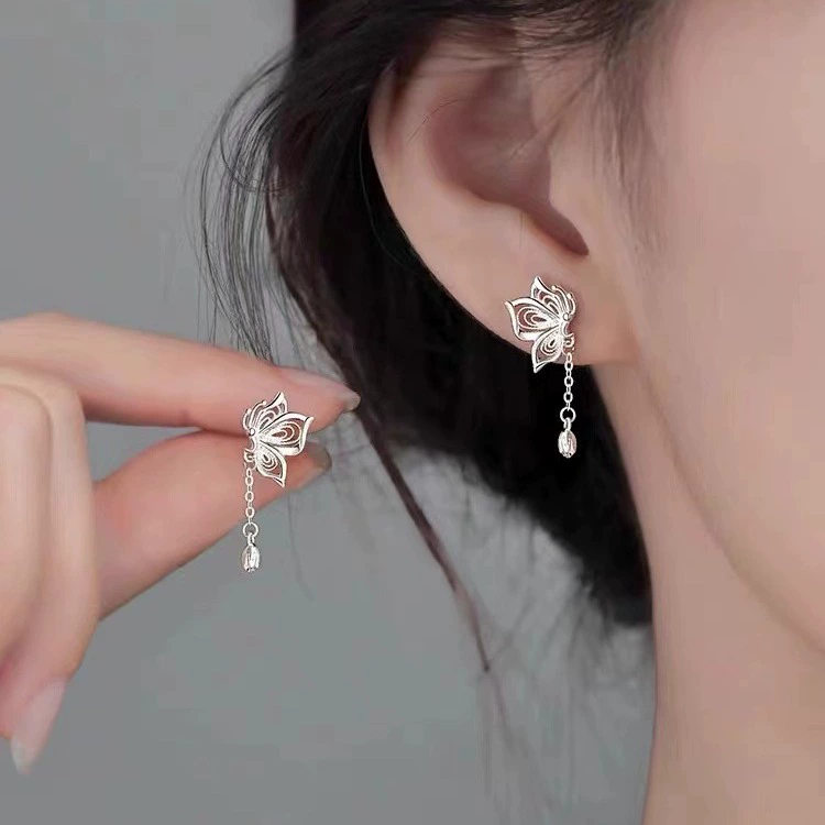 Серебряная игла, свежие милые серьги с кисточками, серебро 925 образец, корейский стиль