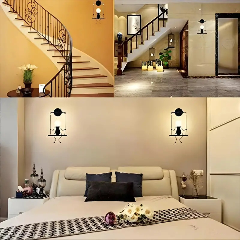 Fuente transfronteriza de niños lámpara de pared creativa simple moderna sala de estar dormitorio lámpara de cabezal de cama pasillo escalera lámpara de hierro forjado