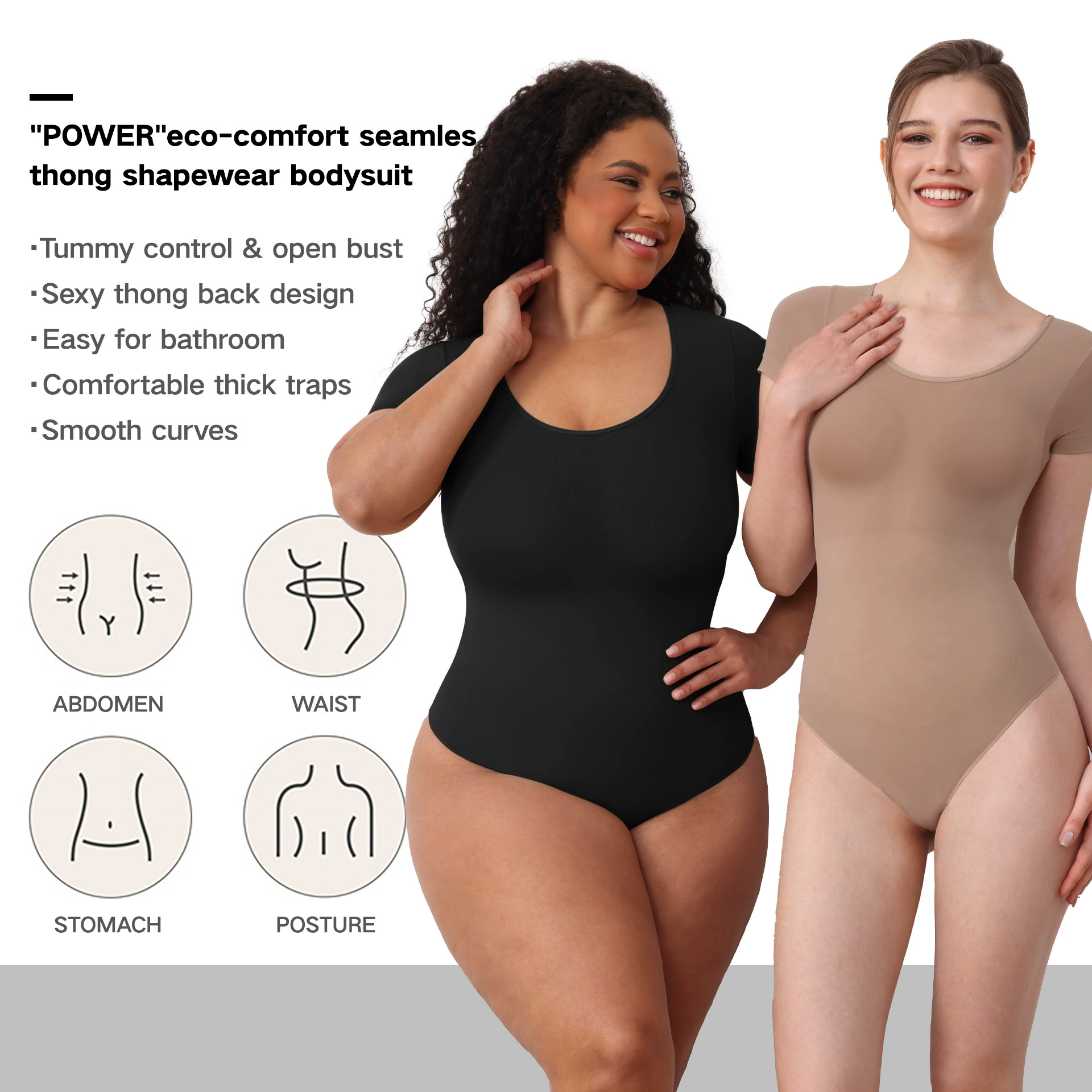 Кросс-бортовой бюстье Шейпвэр Round Neck Body Shaping Bodysuit Short Sleeve Encrypted Waist T-Shape Bodysuit Thin Shaping Clothes