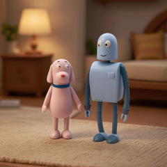 ロボットの夢 ロボットと子犬の置物フィギュア 周辺立体人形 卓上飾り ギフト 卸売
