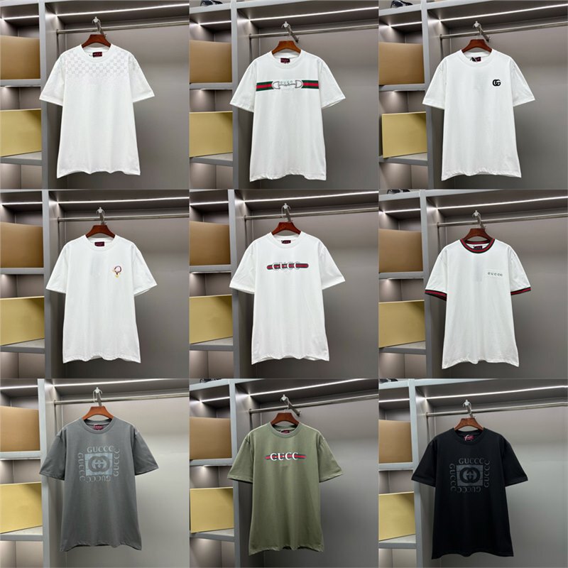 Cross-Border·Authentic Version·High-Quality Version·G Brand Pure Cotton Double g Buckle Embroidered Printed Short-Sleeve T-Shirt for Men and Women Cross-Border·Authentic Version·High-Quality Version·G Brand Pure Cotton Double g Buckle Embroidered Printed Short-Sleeve T-Shirt for Men and Women