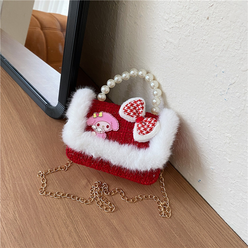 Mochila de niños estilo extranjero princesa perla de viento pequeño cambio bolso de hombro de niña encantadora