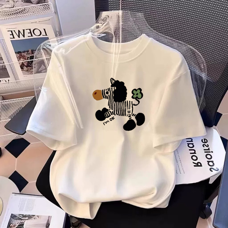 8 Colors Cartoon Pony Short-Sleeved T-Shirt for Women 2026 Summer New Style Loose Casual Half-Sleeved Fashionable Versatile Top