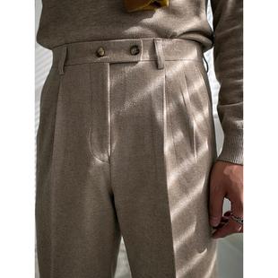 Autumn and Winter Thick Woolen Pants Men's Slim-Fit Straight-Tube Draping Casual Trousers Business Gentleman Anti-Wrinkle High Waist Suit Pants