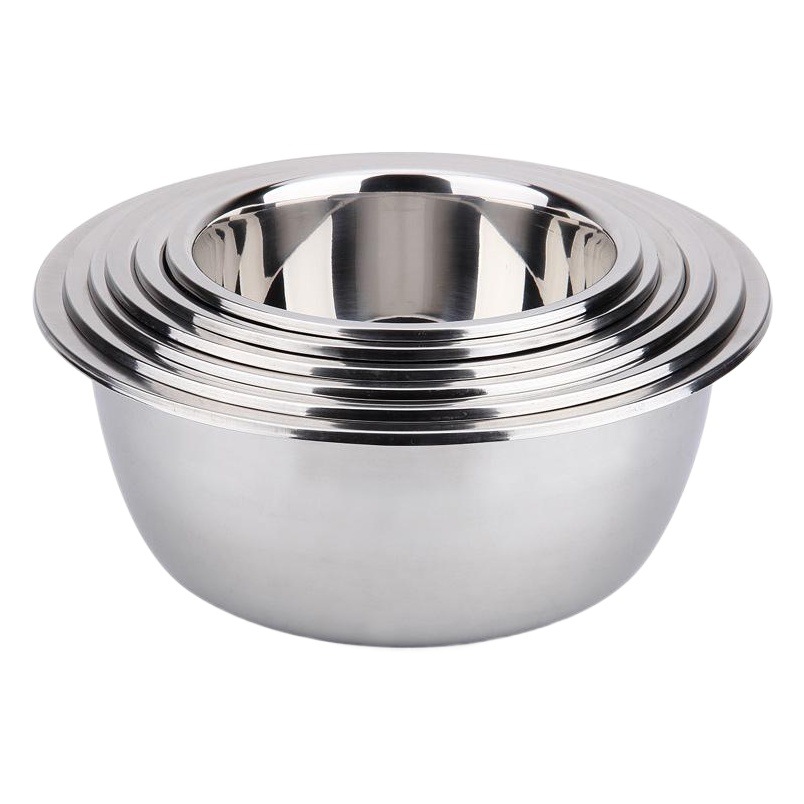 Factory Direct Supply of Thickened Stainless Steel Basins, Non-Magnetic Reverse Edge Seasoning Cylinder, Baking Egg Beater Basin, Deepened Vegetable Basin Wholesale