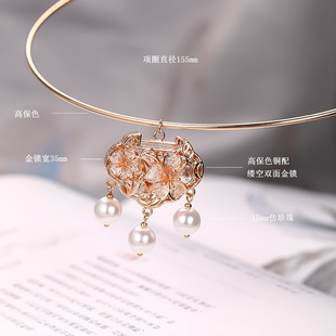 Ancient style hanfu accessories long life lock pendant collar safety Ruyi lock necklace Ming Tang suit Bell necklace