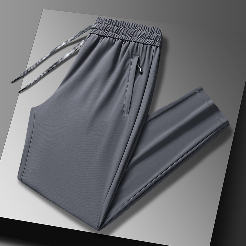 Pantalones de hielo para hombres de verano delgados pie de cinturón grande sensación de caída pantalones casuales para hombres pantalones deportivos de secado rápido fábrica directa