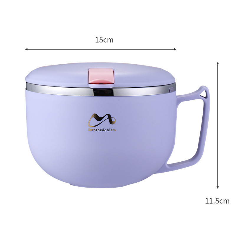 304 de acero inoxidable estilo japonés drenando tazón de fideos instantáneos dormitorio de estudiantes taza de fideos instantáneos lonchera de gran capacidad con tapa lonchera