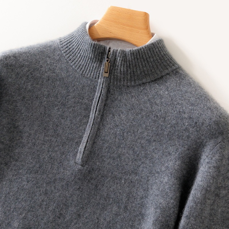 2026 Autumn/Winter New Men's Wool Sweater Half-Zip Pullover Casual Fashion Knitwear Base Layer Wool Sweater