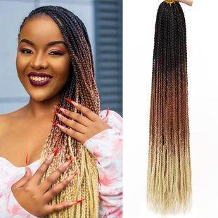 Cross-Border Wig Female African Colorful Hand-Rolled Two-Strand Fine Braid Box Braid Crochet Braid Hair Chemical Fiber Wig