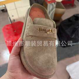 26早春新款D字母休闲勃肯鞋女厚底增高一脚蹬男款懒人鞋半拖鞋潮