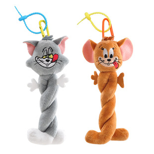 Genuine Cat and Mouse Plush Pendant Free Deformation Twist Toy Funny Couple Backpack Hanging Keychain