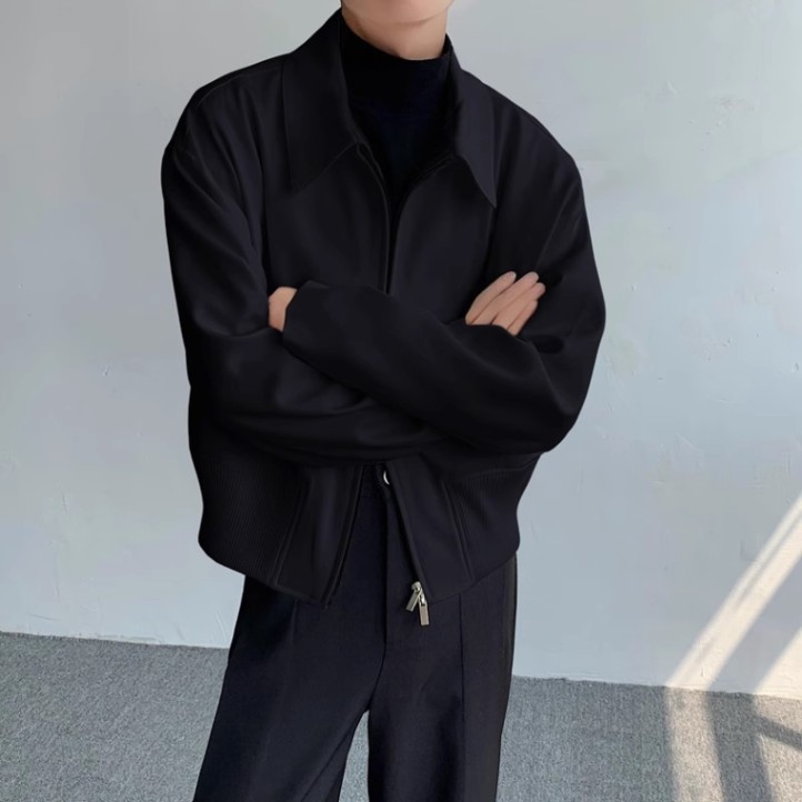 Casual Solid Color Lapel Jacket, Loose And Trendy Short Silhouette Versatile Jacket_voghion.com