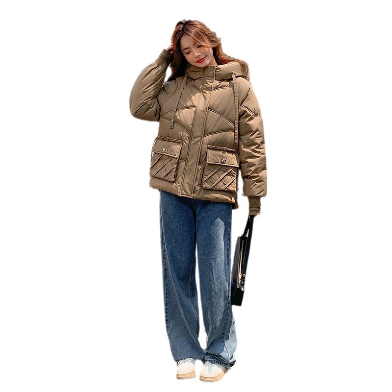 Capa de algodón de pluma corta para mujeres otoño y invierno 2024 nuevo estilo suelto de gran tamaño exterior grueso abrigo de algodón cálido chaqueta de algodón image 6