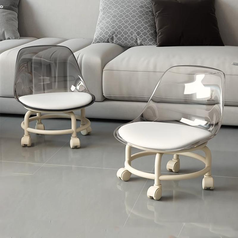 Acrylic Small Stool with Silent Universal Wheels, Children's Toddler Stool, Trendy Small Chair with Wheels, Low Stool, Seam Stool