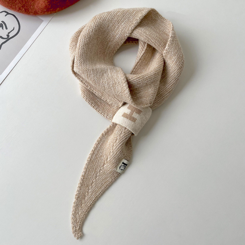 Lana de punto pequeña bufanda para las mujeres otoño e invierno estilo coreano versátil perezoso Cruz engrosada caliente cuello protección bufanda oído toalla