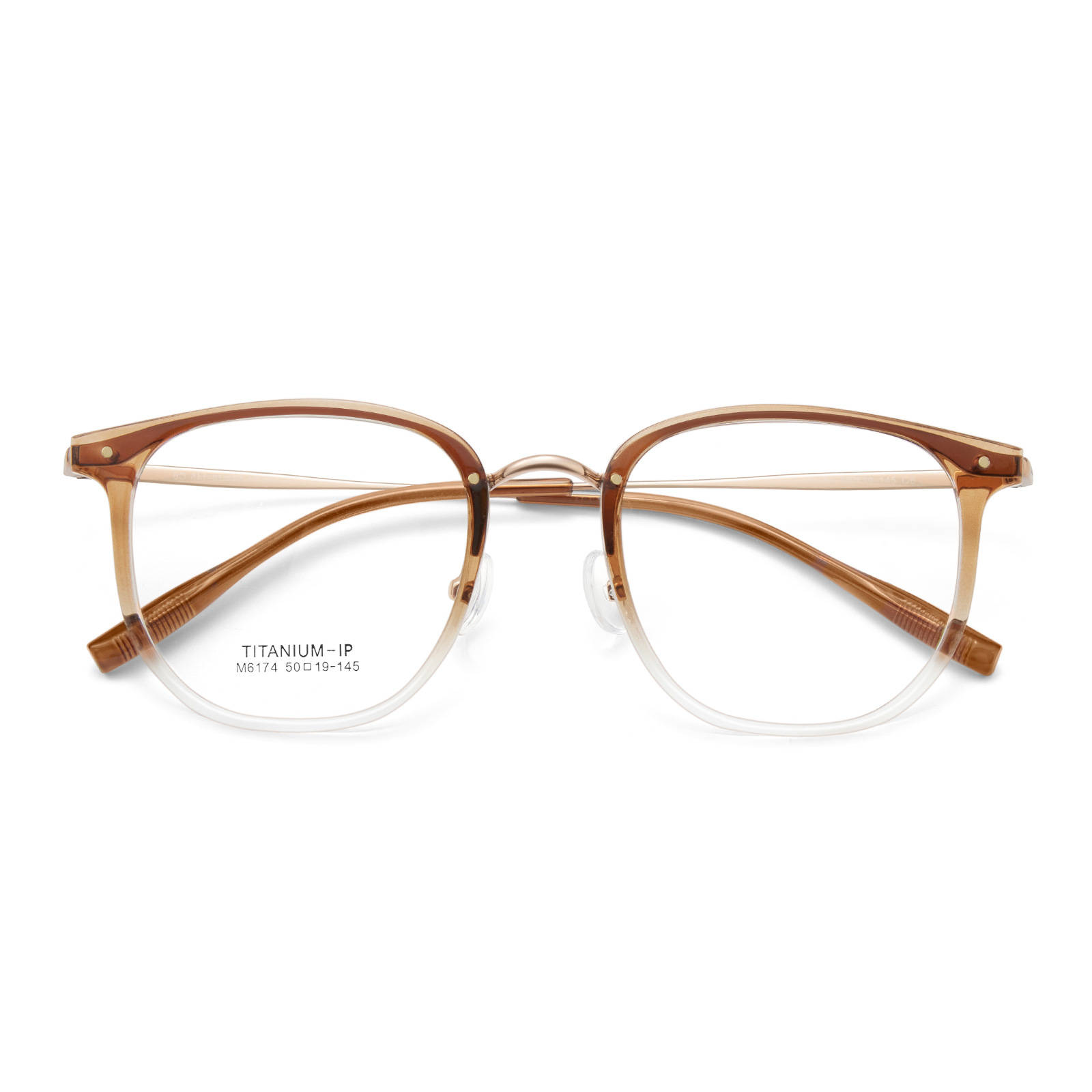 Mayorista progresivo marcos de gafas marrón de hoja roja red TR oro marco de gafas IP piernas de titanio sin sujetar la cara con marcos de grado