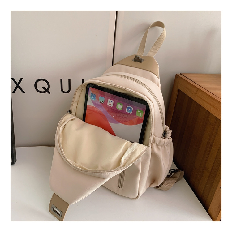Cross-border women's multi-functional backpack, canvas chest bag, single-shoulder crossbody bag, multi-layered casual large-capacity bag undefined