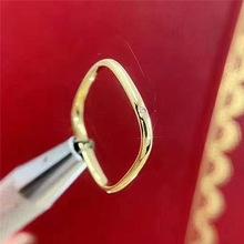 镀黄金方圆戒指周周家同款小方戒指锆石方圆素圈方形戒指简约个性