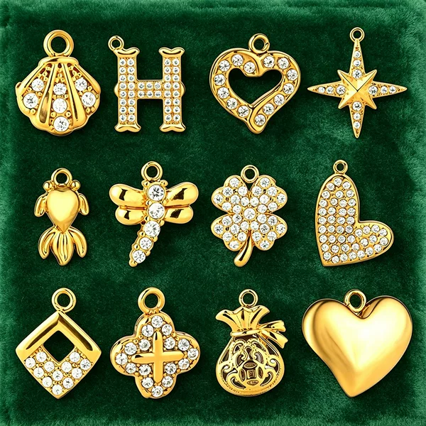 DIY Stainless Steel Accessories with Zircon Inlaid Four-Leaf Clover Lucky Bag Geometric Earrings Necklace Bracelet Pendant Accessories