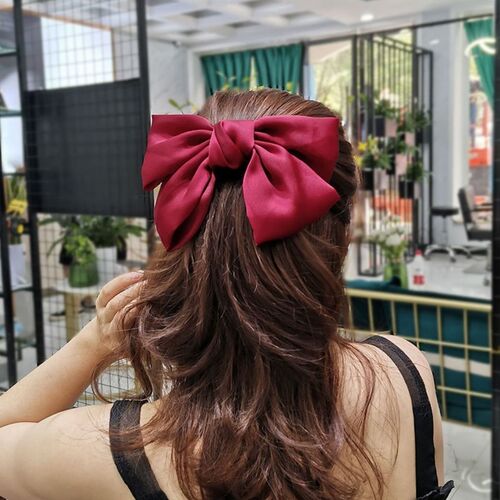 Korean red big bow hairpin on the back of the head Internet celebrity spring clip hairpin white girl hair top clip headdress