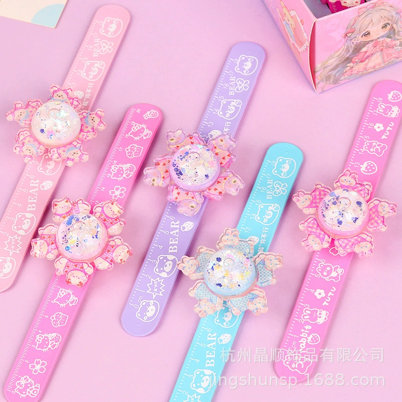 Мультяшный мигающий медведь, кольцо-защелка, светящийся вращающийся детский браслет с песком, детский браслет для детского сада, подарок