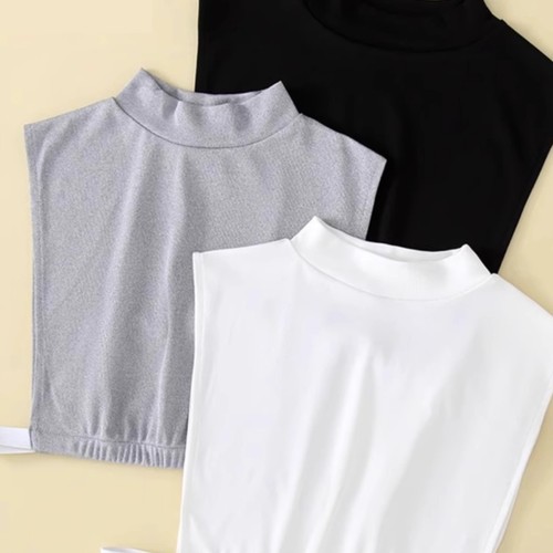 Pure Color High Collar Fake Collar 2024 Autumn/Winter Versatile Elastic Knit Turtleneck Warm Low Collar Shirt Base Fake Collar