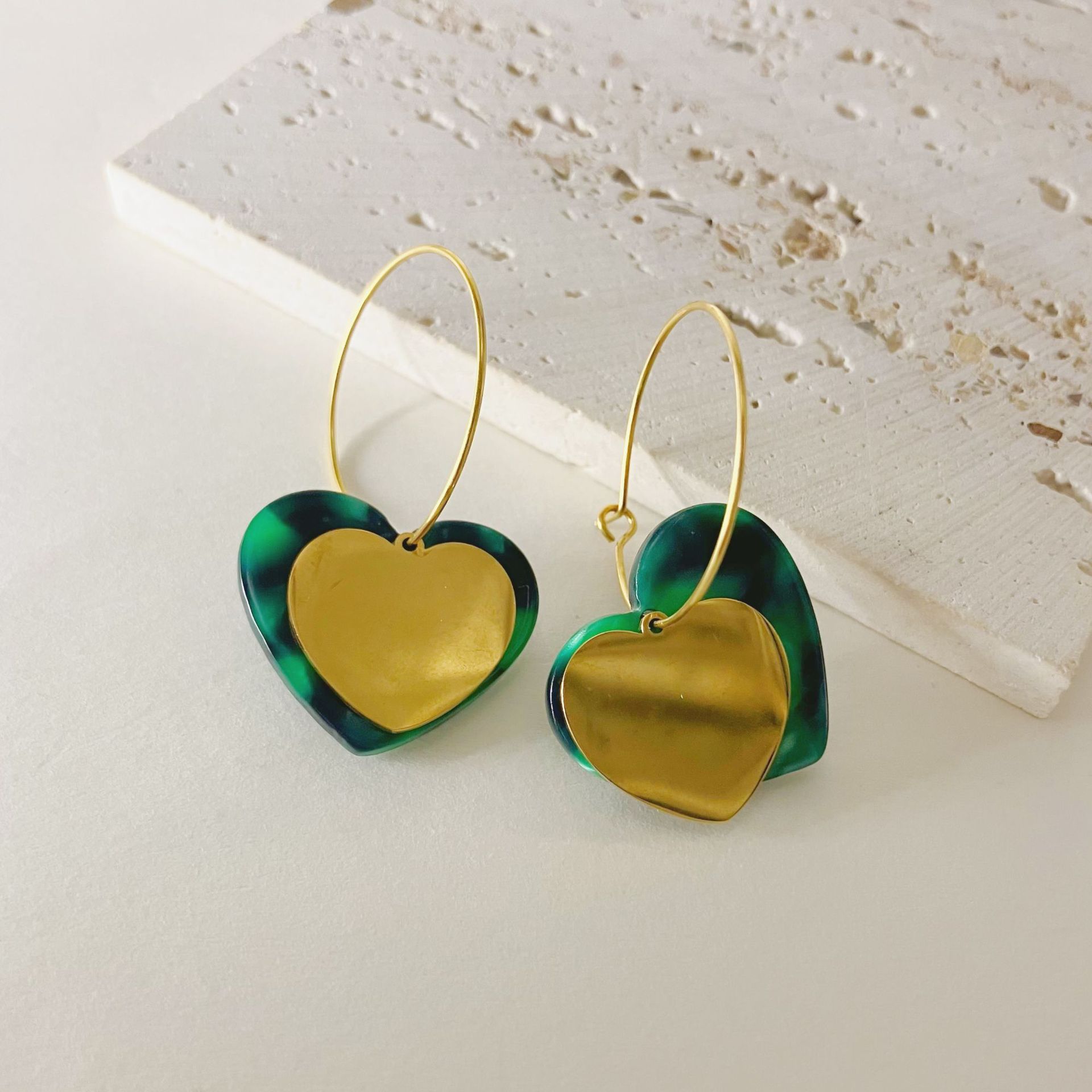 Retro Heart Shape Stainless Steel Plating Drop Earrings 1 Pair