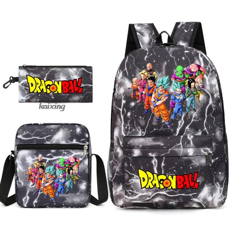 Juventud Dragon Ball mochila estudiante bolsa de hombro bolsa de viaje conjunto de 3 piezas
