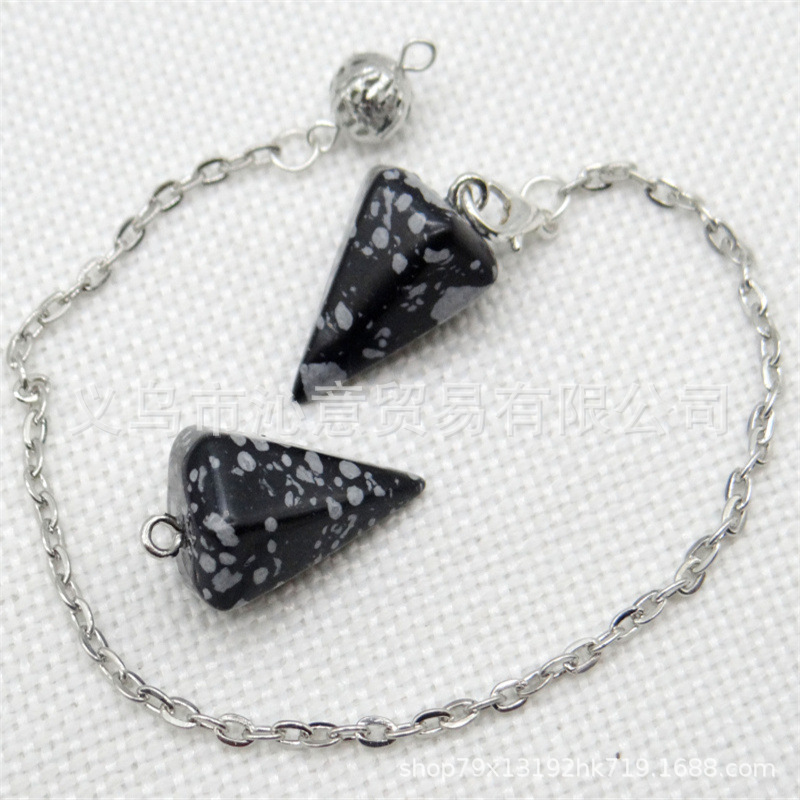 Venta caliente ágata natural cristal piedra preciosa cono hexágono cono colgante DIY cristal colgante espíritu péndulo