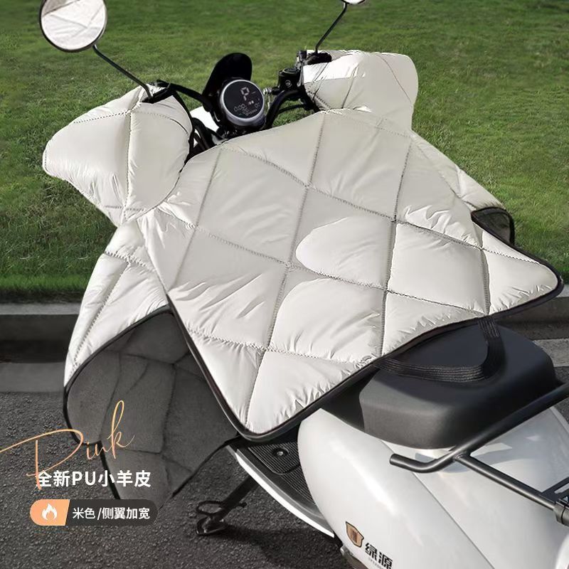 電気自動車の防風は冬にベルベットされてバッテリーバイクの防水防風カバー秋冬のPU羊の皮を厚くした|undefined