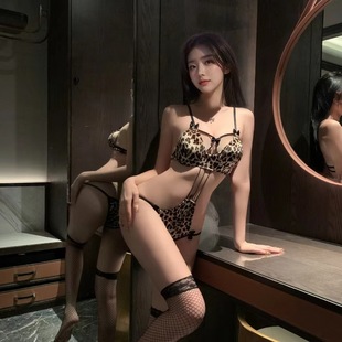 Dieyu's new sexy lingerie hot leopard pattern uniform hollow three -point jackets passion -free female wholesale