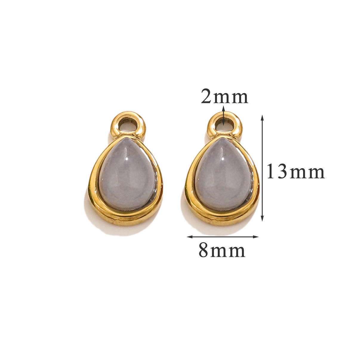 DIY accesorios de joyería gota de acero inoxidable incrustado piedra natural elíptica pequeña colgante pendientes pulseras collares materiales hechos a mano