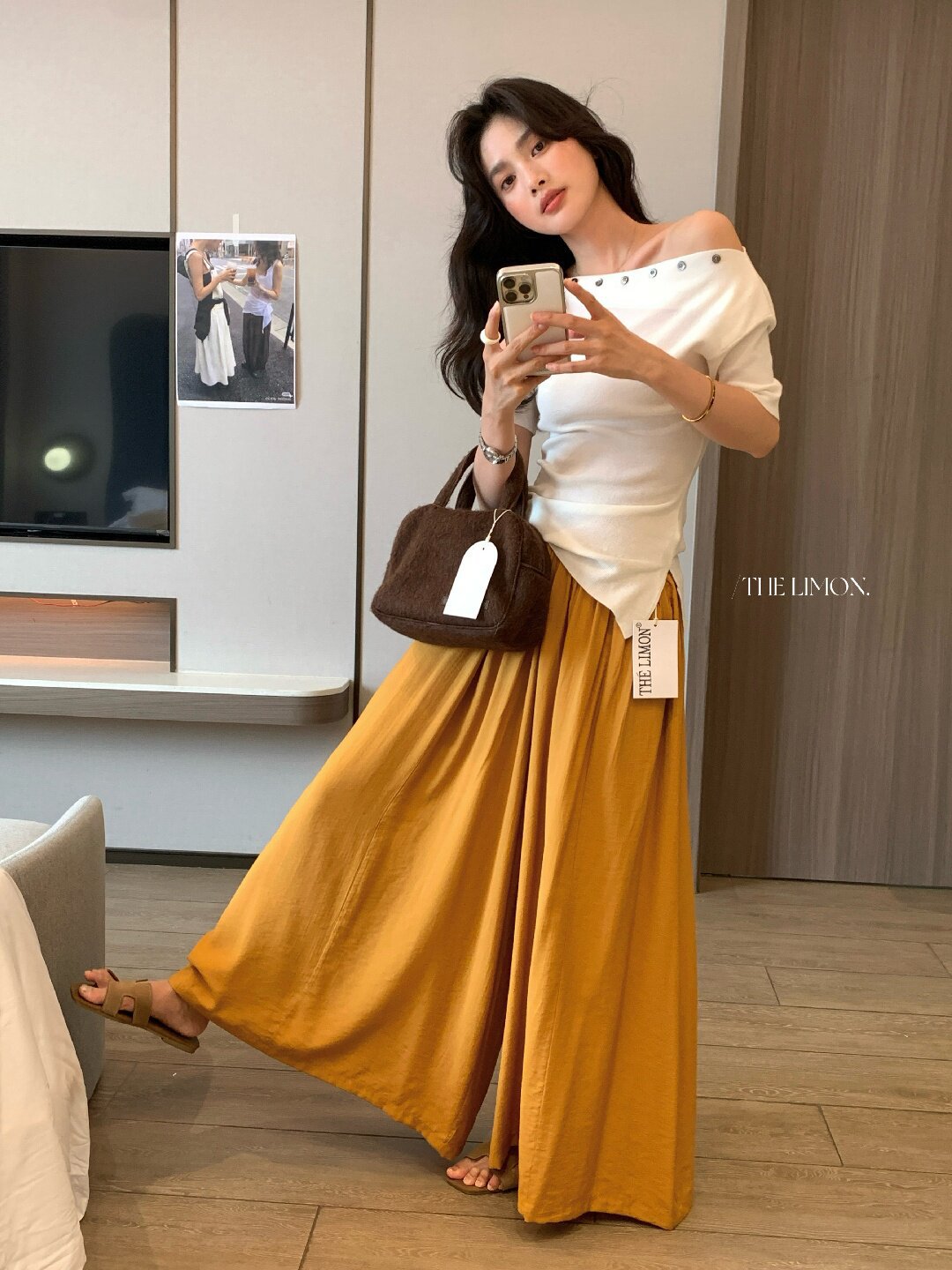 Quần culottes nữ ống rộng cạp cao dáng lười mùa hè 2026 — Thẻ nông, màu đen, màu hồng, màu cam chi tiết 39