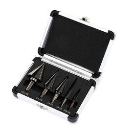 跨境英制5PC铝盒装宝塔钻阶梯钻头5PC黑黄宝塔钻头阶梯钻扩孔套装